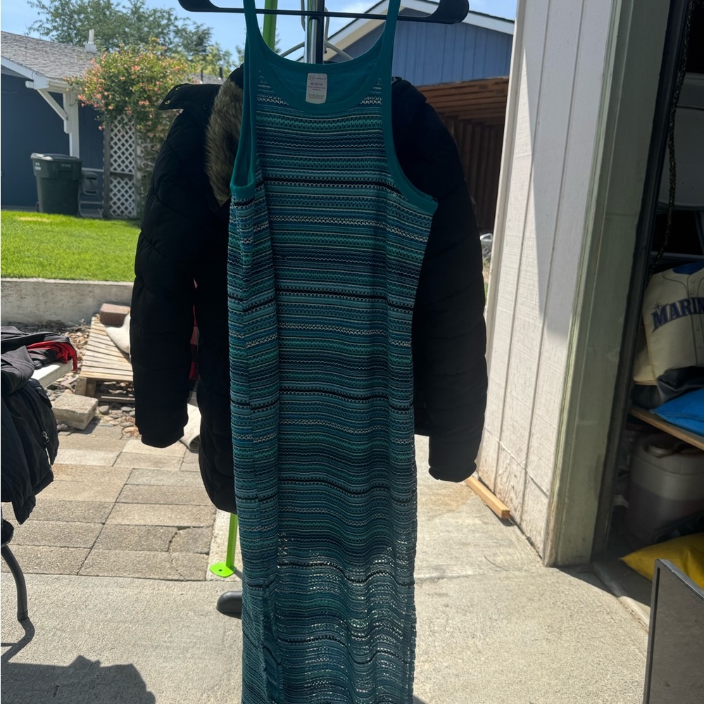 No Boundaries Teal and Black Striped No Sleeve Dress, New with tags
